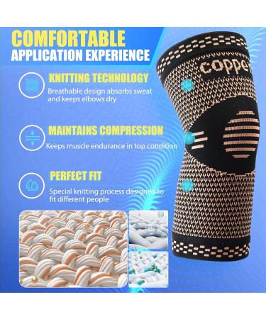 Professional Copper Elbow Bandage - 2 Piece Compression Support for Tendinitis Arthritis & Inflammation - Unisex XL - Buy Online on GoSupps.com