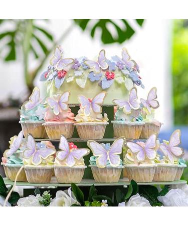 Blumomon 30-Piece 3D Butterfly Cake Topper Decorations - Purple & Gold Rim - Perfect for Weddings Baby Showers & Birthday Parties - Mixed Size Butterfly Cupcake Picks - Buy Online on GoSupps.com