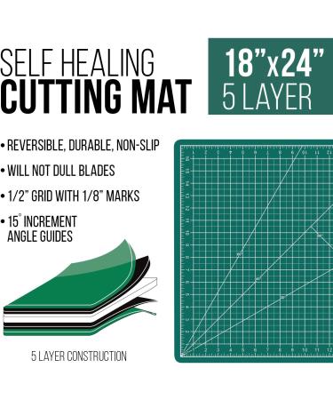 US Art Supply 18x24 Green/Black Self Healing Cutting Mat - Durable Non-Slip Design for Scrapbooking, Quilting, Sewing & Crafts - Buy Online on GoSupps.com