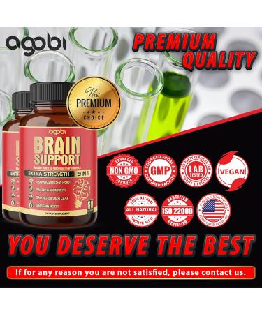 agobi 9in1 Brain Support Supplement - 2 Packs 60 Counts Blended Ashwagandha Panax Ginseng Gotu Kola Ginkgo Black Pepper & More - Accuracy Focus Memory & Energy Production Support - Buy Online on GoSupps.com