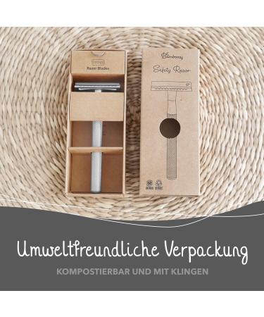 Bamboozy Safety Razor - Stainless Steel Butterfly Razor for Men & Women - Zero Waste with Stand & 20 Blades - Double Edge Wet Shaving - Rose Gold Finish - Buy Online on GoSupps.com