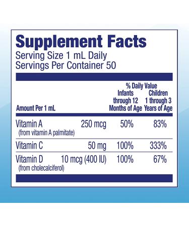 Enfamil Tri-Vi-Sol Infant Multivitamin Drops - Vitamins A, C & D for Growth & Immunity | 50 mL - Buy Online on GoSupps.com