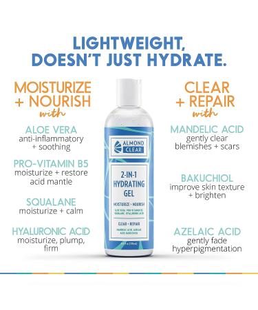 2-in-1 Hydrating Gel for Oily, Acne & Folliculitis Prone Skin | Aloe Vera, Squalane, Hyaluronic Acid, Mandelic Acid, Bakuchiol - Buy Online on GoSupps.com