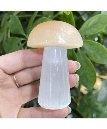 Home Decoration Natural Selenite Crystal Quartz Polished Mushroom Reiki Gypsum Crafts Decoration Stones 1 piece