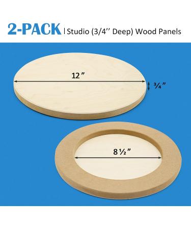 Falling in Art 12' Round Birch Wood Canvas Panels Kit - 2 Pack Studio Cradle Boards for Pouring Art, Crafts, Painting - 3/4 Deep - Buy Online on GoSupps.com