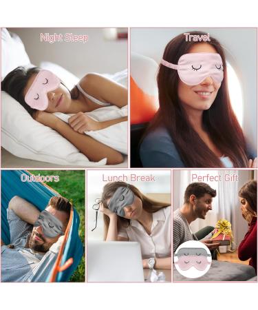Lusofie 2Pcs Kids Silk Sleep Mask Set - Adjustable Eye Masks for Girls & Boys - Includes Storage Bag - Gray Pink - Ideal for Adults - Buy Online on GoSupps.com