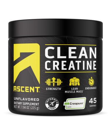 Ascent Clean Creatine Monohydrate Powder - 5G Per Serving Creapure Creatine Supplement - Unflavored 45 Servings