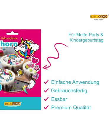 Decocino DecoroBlates - 14 Edible Vegan Cake Decor for Cupcakes & Tarts - Gluten-Free & Lactose-Free Unicorn Theme - 9g - Buy Online on GoSupps.com