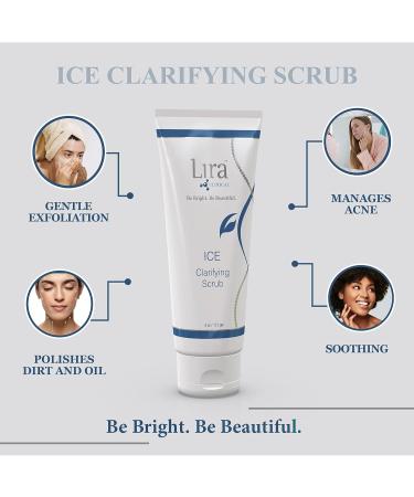 Lira Clinical Ice Clarifying Face Scrub - Soothing Exfoliating Scrub with Echinacea & Botanical Extracts - Eco-Bead Technology for Acne Brightening & Pore Cleansing - 4 fl oz - Buy Online on GoSupps.com