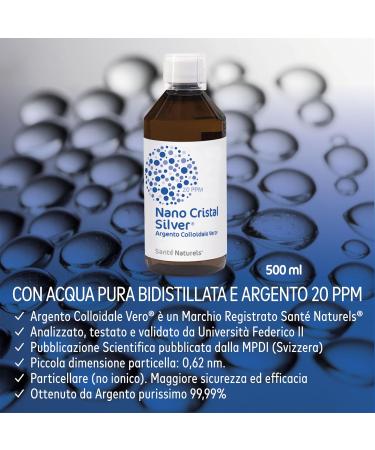 SANTE' NATURELS Nano Cristal Silver Colloidal Silver Vero 20 ppm 500ml The only one with scientific publication The best product in Europe from the colloidal scientific laboratory - Buy Online on GoSupps.com