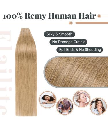 Elailite Tape In Extensions - 40pcs Real Human Hair - 30cm #27 Dark Blonde & Honey Blonde for Seamless Volume & Length - Buy Online on GoSupps.com