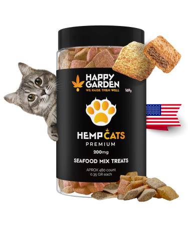 HAPPY GARDEN Cat Calming Treats for Anxiety Relief with Hemp - Calming Treats for Cats with Aggression Grooming and Travel Anxiety - Calming Chews for Cats are Made in USA Pillows