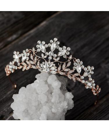 Sweetv Rose Gold Wedding Tiara - Crystal Bridal Crown for Women - Princess Costume Crown for Birthday Party Prom - Buy Online on GoSupps.com