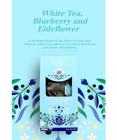 English Tea Shop Organic White Tea Blueberry & Elder Flower Loose Leaf - 15 Pyramid Tea Bags - Buy Online on GoSupps.com