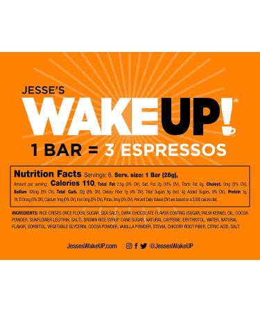 WAKE UP! Vegan Gluten-Free Energy Bar | 250mg Caffeine | Dark Chocolate Flavor | Kosher & Non-GMO | Low Sugar | Dairy, Egg, & Soy Free - Buy Online on GoSupps.com