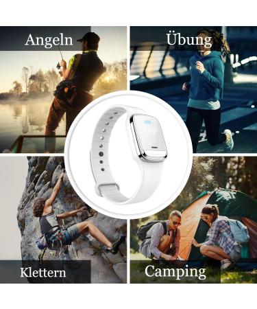 Feloyal Mosquito Protection Bracelet - Rechargeable Waterproof Ultrasound Body Temperature Display for Adults & Children | Effective Mosquito Defense for Indoor & Outdoor Use - White - Buy Online on GoSupps.com