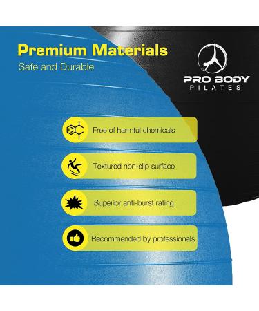 ProBody Pilates Ball Exercise Yoga Ball Multiple Sizes Stability Chair - Gym Grade Birthing Ball for Pregnancy Fitness Balance Workout - Blue 65 cm - Buy Online on GoSupps.com