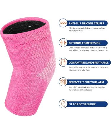 AVIDDA Women's Pink Elbow Support Sleeve - Antislip Compression Brace for Tennis & Golfer's Elbow Relief - Size L - Buy Online on GoSupps.com