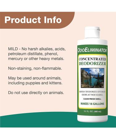 NaturVet OdoEliminator Concentrated Pet Deodorizer - 16 Oz - For Dogs & Cats - Clean & Fresh Scent - Buy Online on GoSupps.com