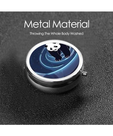 Panda Printed Mini Round Pill Box | 3 Compartment Portable Pill Organizer for Travel & Home Use - Buy Online on GoSupps.com
