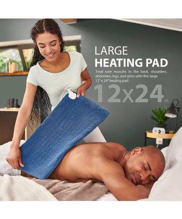 Large Electric Heating Pad for Back, Shoulder, Neck Pain Relief - Soft Fabric Heat Pad with Auto Shut Off - 6 Heat Levels, 3 Timer Settings - 12x24 inches - Buy Online on GoSupps.com