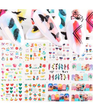 Summer Fruit Nail Stickers - Pineapple, Tropical Leaf Design | 12sheets - Buy Online on GoSupps.com
