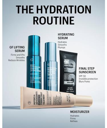 Allies of Skin Beta Glucan & Reservatrol Advanced Hydrating Serum | Plumping Face Serum with Ceramides Peptides and Hyaluronic Acid | For Sensitive and Dry Dehydrated Skin (1 Fl oz) - Buy Online on GoSupps.com