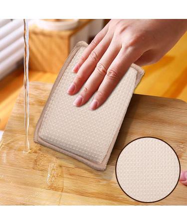 Jalzdieod 6Pcs Cleaning Pad Bamboo Sponges Kitchen Scouring Pads Double Side Sponges Scourer Non Odor Dish Scrubber Brush - Buy Online on GoSupps.com