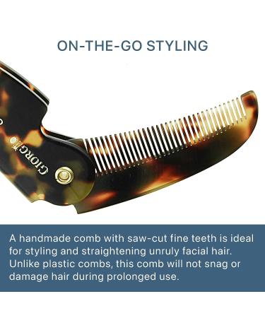 Giorgio G87 4.5 Inch Folding Mustache Comb and Beard Comb - Handmade Saw-cut Pocket Comb for Men - Tokyo 1 Pack - Buy Online on GoSupps.com