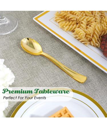 FOCUSLINE 300 Pack 6.8 Disposable Gold Plastic Spoons - Durable Cutlery for Catering, Parties, Weddings - Buy Online on GoSupps.com