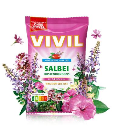 VIVIL Sage Cough Drops with 14 Herbs - Sugar-Free & Vegan - 5 Bags (120g Each) - International Shipping Available - Buy Online on GoSupps.com