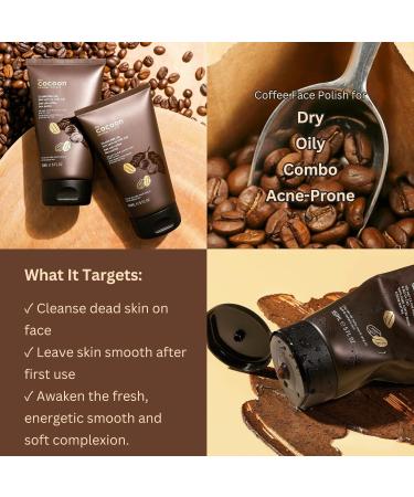 Cocoon Dak Lak Coffee Face Polish - 100% Vegan Exfoliating Scrub with Cocoa Butter & Safflower Oil for Smooth Glowing Skin | Anti Blackheads Enlarged Pores Wrinkles & Fine Lines - 5.07 fl oz - Buy Online on GoSupps.com