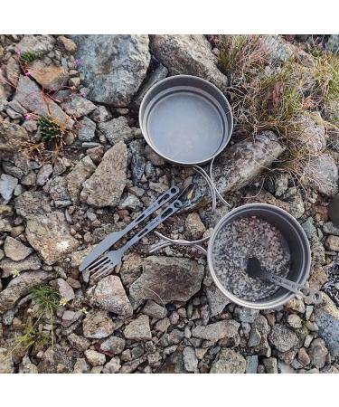 Silverant Titanium 3-Piece Cutlery Set for Outdoor Camping and Hiking with Drawstring Bag and Carabiner - Buy Online on GoSupps.com