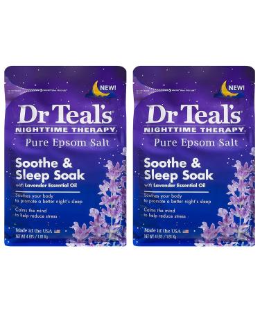 Dr Teal's Epsom Salt Bath Soaking Solution - Soothe & Sleep (Lavender) - 4 lb Bags Pack of 2 Lavender 4 Pound (Pack of 2)
