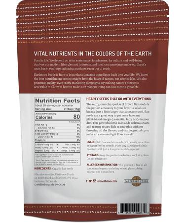 Organic Whole Flax Seed - Raw Brown Flaxseed, 16 oz | USDA Certified, Non-GMO, High in Omega-3 Fatty Acids and Soluble Fiber - Buy Online on GoSupps.com