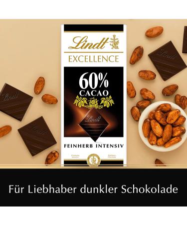 Lindt Excellence 60% Cocoa Dark Chocolate 100g | Vegan Fine Bitter Chocolate Gift | Full-Bodied Intensive Cocoa Taste - Buy Online on GoSupps.com