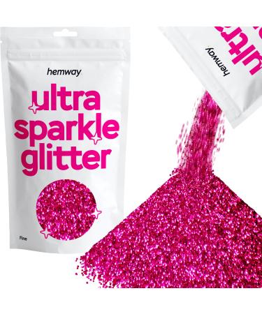 Hemway Fine Dark Rose Glitter 100g 3.5oz Cosmetic Safe 1/64" 0.015" 0.4mm Dark Rose Pink Fine - 100g