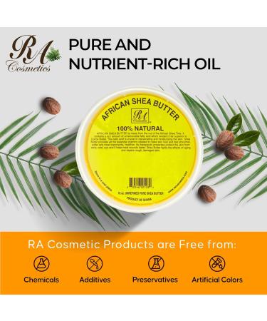 RA Cosmetics 100% Pure African Shea Butter, Golden - Unrefined, Raw African Luxury Head-to-Toe Moisture Miracle for Radiant Skin and Luscious Hair - Sourced from Ghana - 16 oz Jar - Buy Online on GoSupps.com