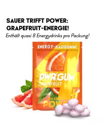 Pwrgrum Energy Chewing Gum - Grapefruit 4-Pack | Sugar-Free Boost for 4 Hours | Natural Energy Alternative to Drinks | Dental Care and Treat Yourself! - Buy Online on GoSupps.com