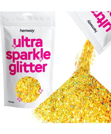 Hemway Chunky Glitter Ultra-Sparkle 1/40" 0 025" 0.6mm Cosmetic Sicher - Gold Holographic