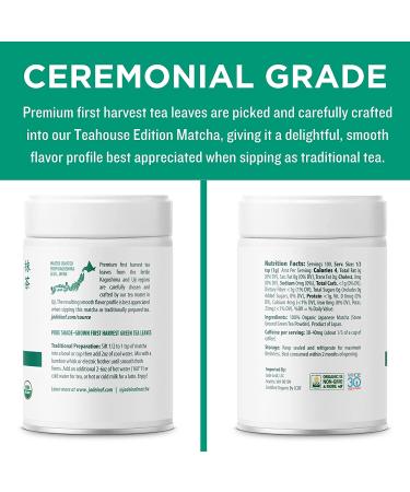Jade Leaf Organic Ceremonial Grade Matcha Green Tea Powder - Authentic Japanese Origin - Premium First Harvest - 3.53 Ounce Teahouse Edition - Buy Online on GoSupps.com