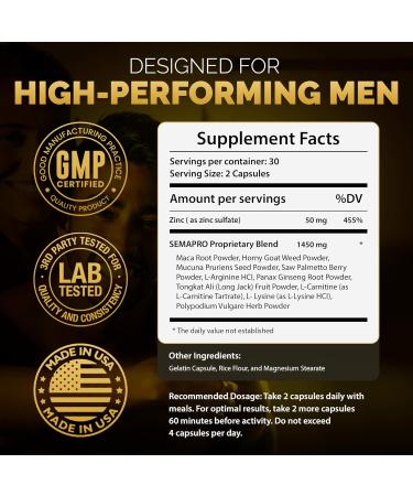 Semapro Extreme Volumizer & Energy Formula - Natural Endurance, Stamina & Strength - 60 Veggie Caps - Buy Online on GoSupps.com