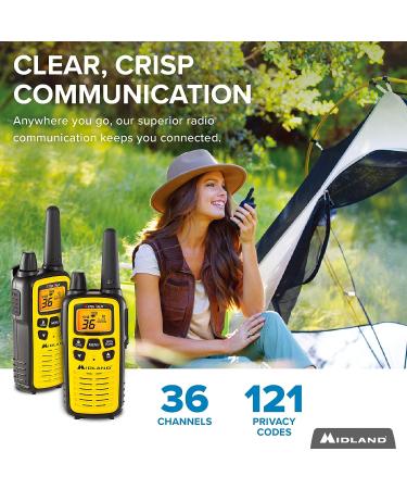 Midland LXT630VP3 36-Channel FRS Two-Way Radio Pair Pack - Up to 30-Mile Range Walkie Talkie with 121 Privacy Codes, NOAA Weather Scan & Alert - Yellow/Black - Buy Online on GoSupps.com