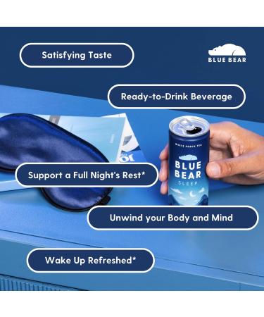 Blue Bear Melatonin Sleep Drink Sleep Tea for Bedtime Support White Peach Tea with Melatonin 5mg Lavender Ashwagandha - 8.4 Oz - Pack Of 12 - Buy Online on GoSupps.com