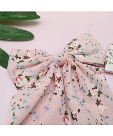 Floral Hair Bows Set - Women/Girls Barrettes Clips - Hair Accessories in White/Pink/Blue/Black (4pcs) - Buy Online on GoSupps.com