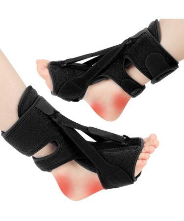 2 Pack Plantar Fasciitis Night Splint, Upgrade 3 Adjustable Straps Plantar Fasciitis Relief Night Splint for Women & Men, Relief Brace for Plantar Fasciitis Relief, Achilles Tendonitis and Foot Drop Black2