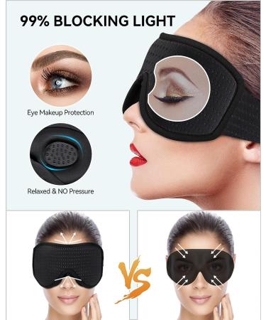 MUSICOZY 3D Contoured Memory Foam Sleep Eye Mask for Side Sleepers - Breathable Black Mask for Insomnia, Travel, and Meditation - Buy Online on GoSupps.com