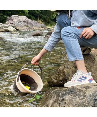 Portable Folding Bucket with Handle Lightweight Small Cleaning Bucket Outdoor Bucket Space Saving White Gray - Buy Online on GoSupps.com