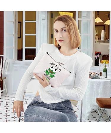 Levlo Funny Frog Cosmetic Bag | Perfect Gift for Frog Lovers & Makeup Enthusiasts | Cute Animal Design for Women & Girls - Buy Online on GoSupps.com