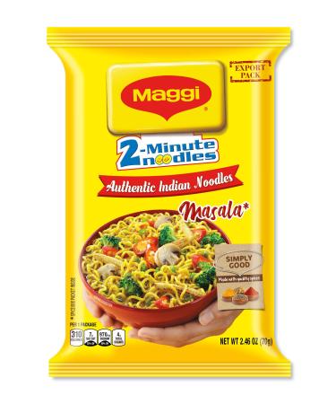 Maggi Masala 2-Minute Noodles India Snack - 24 Pack Masala flavored spicy instant Noodle. 2.46 Ounce (Pack of 24)